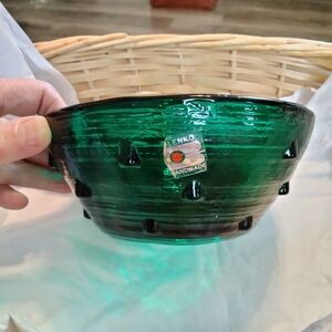 Lenko Handmade Emerald Green Glass Bowl